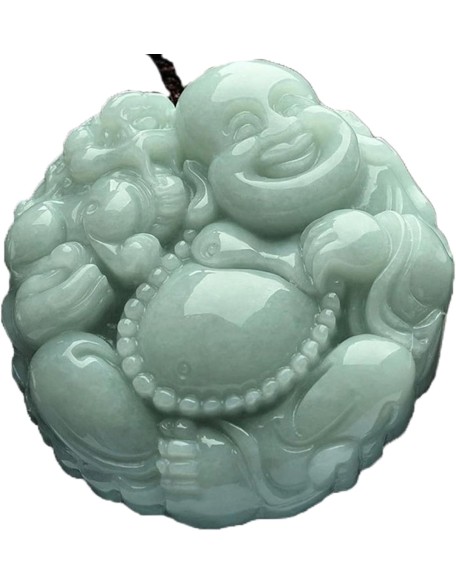 Jade Necklaces for Women Men, Big Belly Maitreya Buddha Pendant, Laughing Buddha Jade Pendant