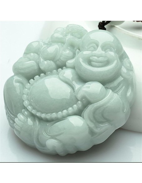 Jade Necklaces for Women Men, Big Belly Maitreya Buddha Pendant, Laughing Buddha Jade Pendant