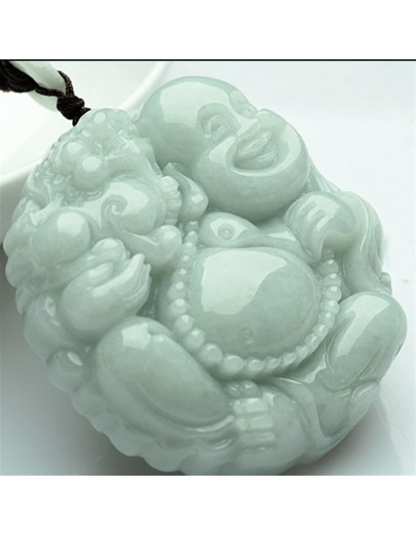 Jade Necklaces for Women Men, Big Belly Maitreya Buddha Pendant, Laughing Buddha Jade Pendant