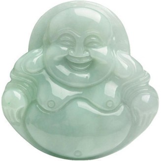 Jade Necklaces for Women Men, Natural Jade Buddha Pendant Laughing Buddha Burmese Jade Pendant