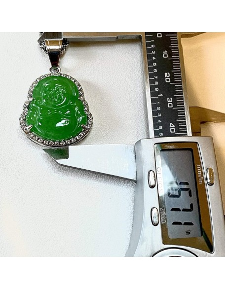 Jade Necklace for Men And Women Ice Laughing Buddha Green Jade Pendant Necklace Rope Chain Authentic Certified Grade A Jadeite