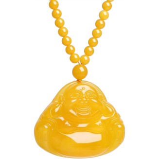 Jade Necklaces for Women Men, Maitreya Buddha Carved Pendant Laughing Buddha Chain Jewelry