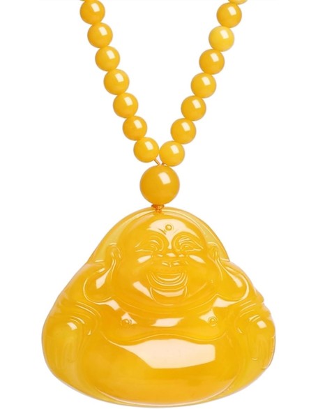 Jade Necklaces for Women Men, Maitreya Buddha Carved Pendant Laughing Buddha Chain Jewelry