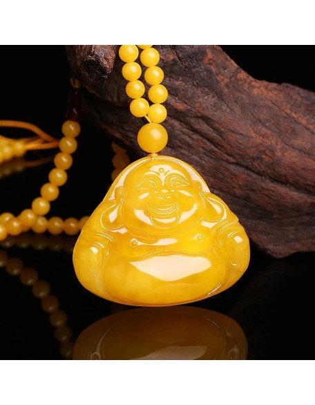 Jade Necklaces for Women Men, Maitreya Buddha Carved Pendant Laughing Buddha Chain Jewelry