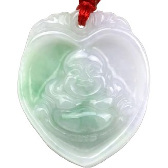 Jade Necklaces for Women Men, Natural A-grade Jadeite Buddha Pendant Maitreya Laughing Buddha Jade Necklace