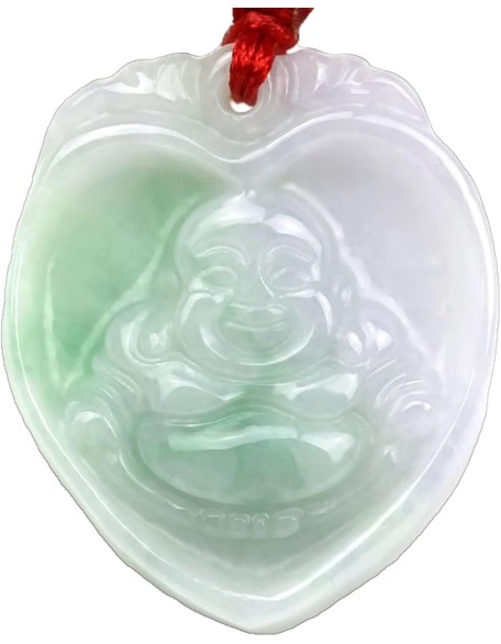 Jade Necklaces for Women Men, Natural A-grade Jadeite Buddha Pendant Maitreya Laughing Buddha Jade Necklace