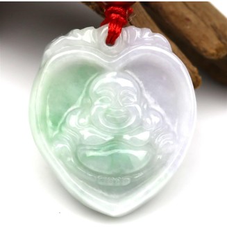 Jade Necklaces for Women Men, Natural A-grade Jadeite Buddha Pendant Maitreya Laughing Buddha Jade Necklace