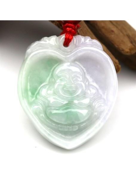 Jade Necklaces for Women Men, Natural A-grade Jadeite Buddha Pendant Maitreya Laughing Buddha Jade Necklace