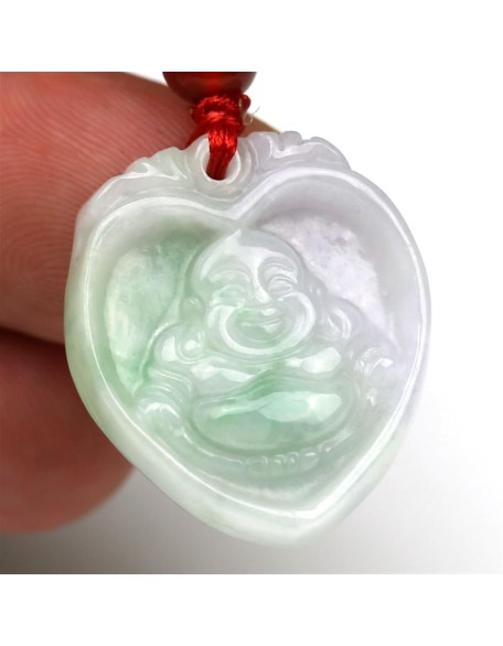 Jade Necklaces for Women Men, Natural A-grade Jadeite Buddha Pendant Maitreya Laughing Buddha Jade Necklace