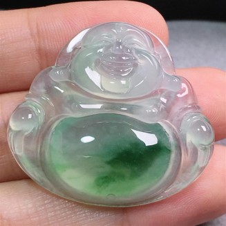 Jade Pendants for Men and Women, Burmese Jade Ice Buddha oil Green Floating Green Jade Buddha Pendant Laughing Necklace