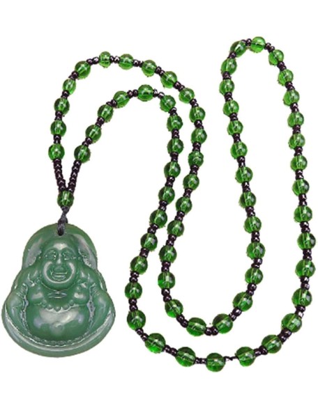 Jade Pendants for Women and Men, Laughing Buddha Pendant Necklace Green Jade Buddha Gemstone Lucky Amulet Jewelry