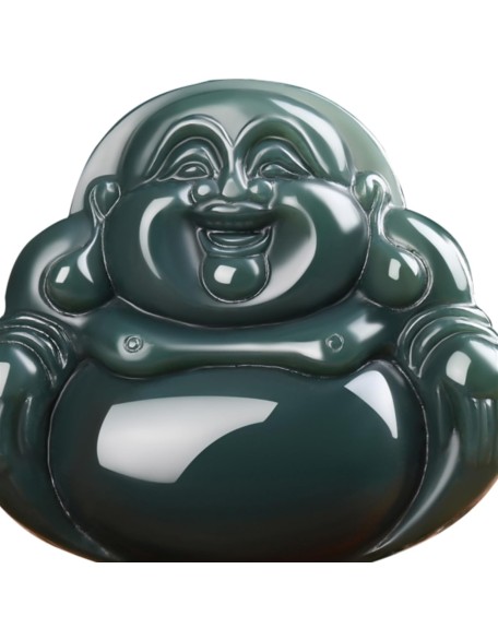 Jade Necklaces for Women Men, Jade Pendant Big Belly Maitreya Laughing Buddha Pendant