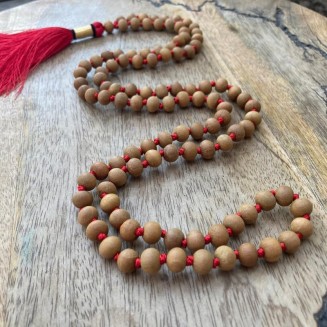  Sandalwood 108 Mala Necklace|108 Prayer 10mm Beaded Mala Necklace| Hand knotted Mala Bracelet | Japa Mala| Round Beads| Meditation Tassel