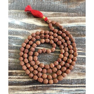  Rudraksha 108 Mala Necklace| Mala|108 Prayer 10mm Beaded Mala Necklace| Hand knotted Mala Bracelet | Japa Mala| Round Beads| Meditation Tassel