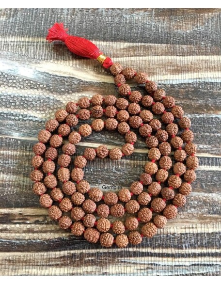  Rudraksha 108 Mala Necklace| Mala|108 Prayer 10mm Beaded Mala Necklace| Hand knotted Mala Bracelet | Japa Mala| Round Beads| Meditation Tassel