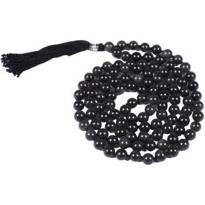   Black Obsidian 108 Mala Necklace|108 Prayer 10mm Beaded Mala | Hand knotted Mala Bracelet | Japa Mala| Round Beads| Meditation Tassel