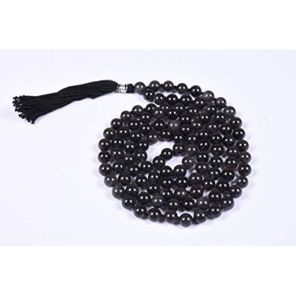   Black Obsidian 108 Mala Necklace|108 Prayer 10mm Beaded Mala | Hand knotted Mala Bracelet | Japa Mala| Round Beads| Meditation Tassel