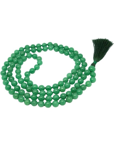  light Green Jade 108 Mala Necklace| Mala|108 Prayer 10mm Beaded Mala Necklace| Hand knotted Mala Bracelet | Japa Mala, Round Beads| Meditation Tassel