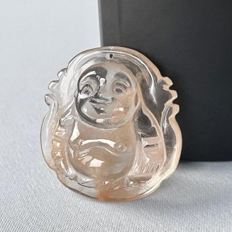 Red rabbit hair buddha pendant Natural crystal carving hand carved buddha necklace