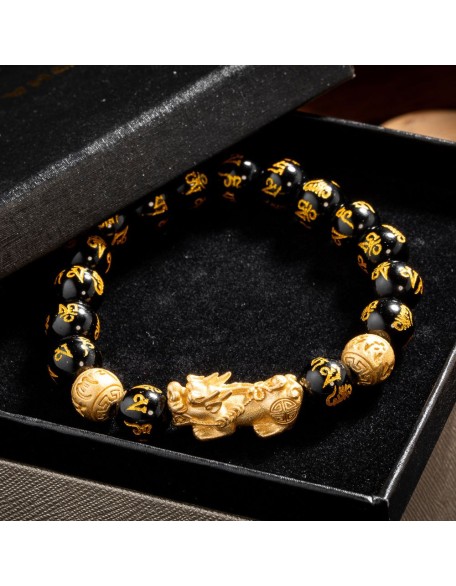 Feng Shui Pixiu Black Obsidian Wealth Bracelet - Attract Wealth