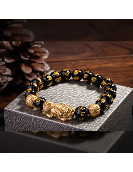 Feng Shui Pixiu Black Obsidian Wealth Bracelet - Attract Wealth