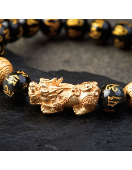 Feng Shui Pixiu Black Obsidian Wealth Bracelet - Attract Wealth