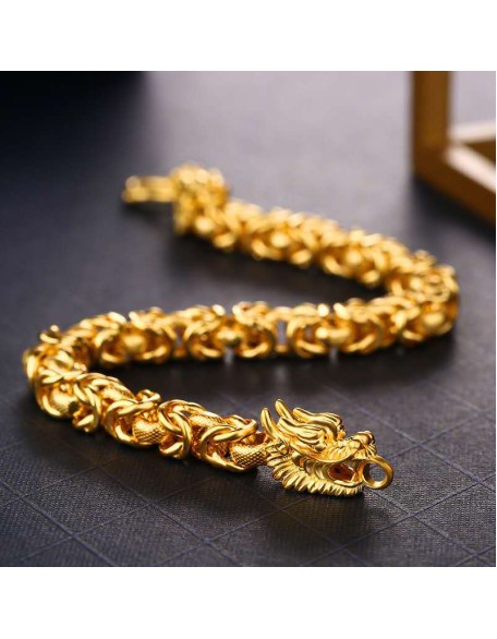 Double-Headed Golden Dragon Bracelet - Success & Fortune