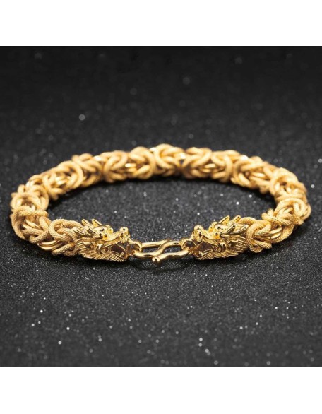 Double-Headed Golden Dragon Bracelet - Success & Fortune