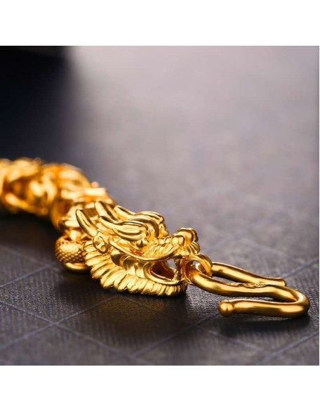 Double-Headed Golden Dragon Bracelet - Success & Fortune