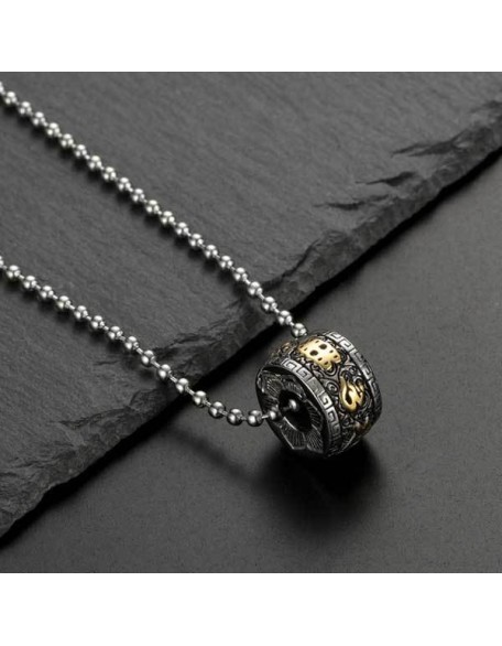 Titanium Steel Buddhist Mantra Necklace - Six True Words