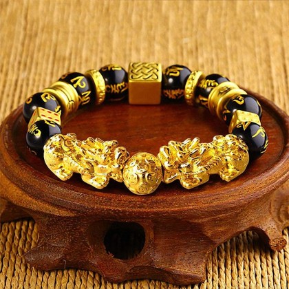 Gold-Plated Double Pixiu Bracelet - Extreme Wealth & Protection