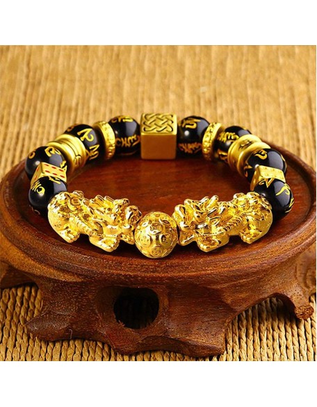 Gold-Plated Double Pixiu Bracelet - Extreme Wealth & Protection