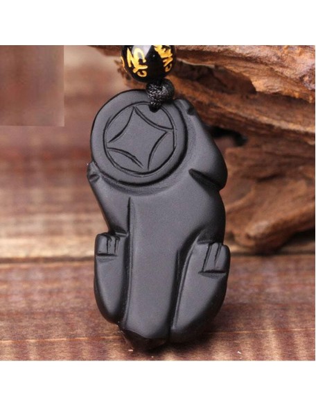 Black Obsidian Pixiu Necklace - Wealth Protection