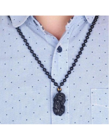 Black Obsidian Pixiu Necklace - Wealth Protection