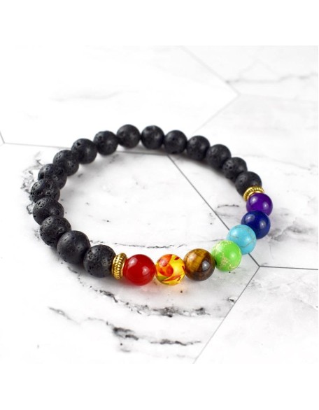 7 Chakra Lava Stone Bracelet - Essential Oil Diffuser