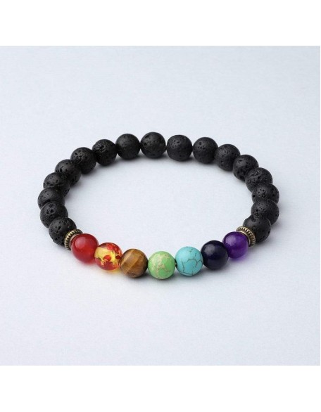 7 Chakra Lava Stone Bracelet - Essential Oil Diffuser