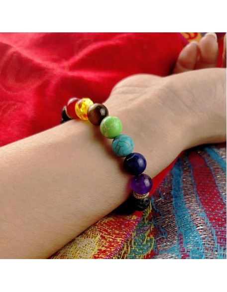 7 Chakra Lava Stone Bracelet - Essential Oil Diffuser