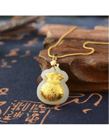 Jade Money Bag Necklace - Feng Shui Wealth Activator