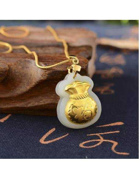 Jade Money Bag Necklace - Feng Shui Wealth Activator