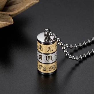 Tibetan Prayer Wheel - Spinning Buddhist Mantra Necklace