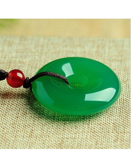 Green Jade Disk Necklace - Attract Positivity & Harmony