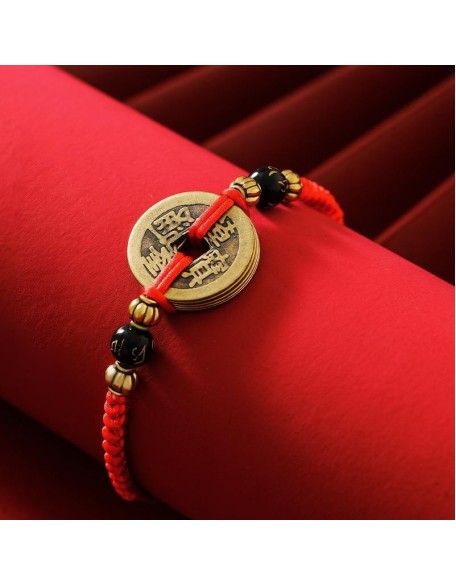 Chinese Lucky Coins Bracelet - Five Emperor Coins Feng Shui