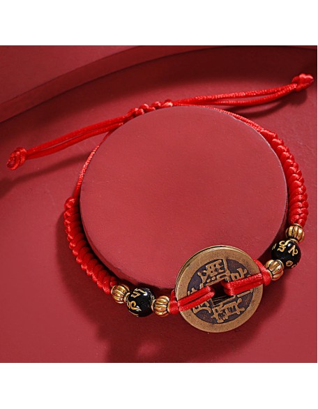 Chinese Lucky Coins Bracelet - Five Emperor Coins Feng Shui