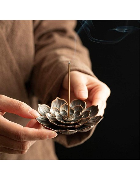 Bronze Lotus Incense Burner - For Inner Peace