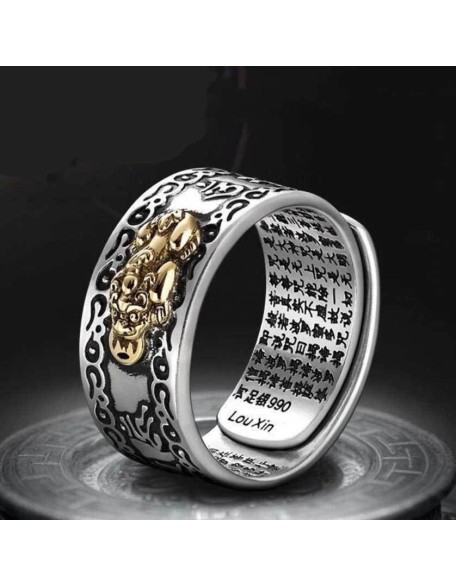 Feng Shui Pixiu Mantra Ring - Wealth & Protection