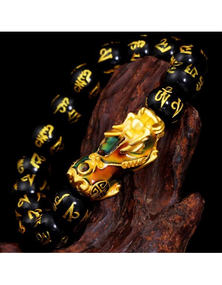 Color-Changing Pixiu Obsidian Wealth Bracelet