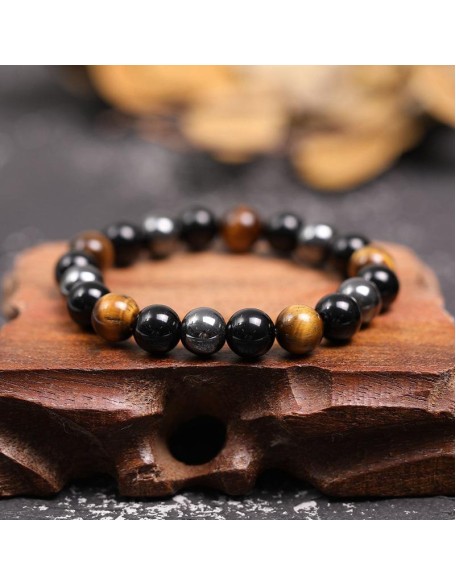 Triple Protection Bracelet - Tiger’s Eye, Obsidian, Hematite