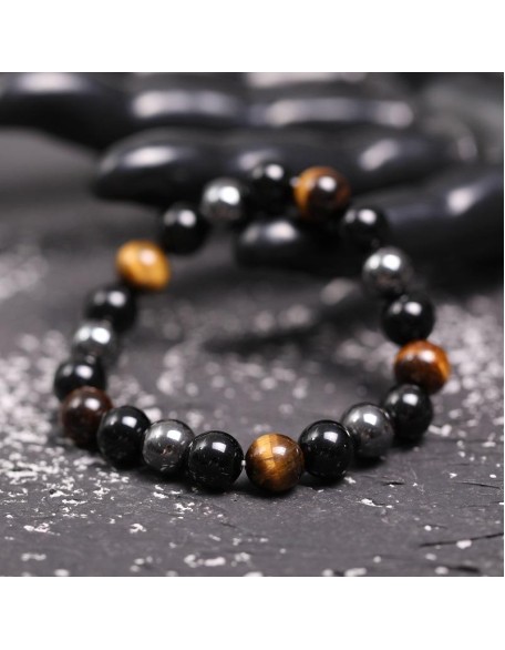 Triple Protection Bracelet - Tiger’s Eye, Obsidian, Hematite