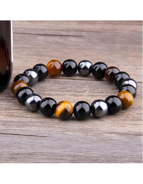 Triple Protection Bracelet - Tiger’s Eye, Obsidian, Hematite