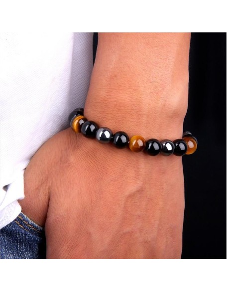 Triple Protection Bracelet - Tiger’s Eye, Obsidian, Hematite